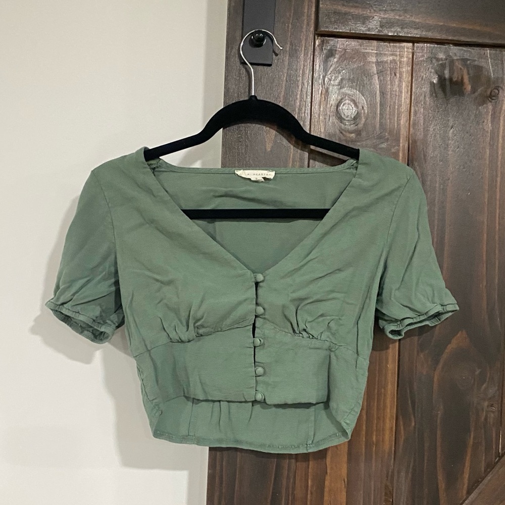 PacSun Green Linen Top